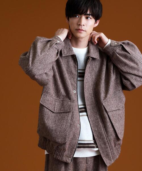 THE SHOP TK （ザ ショップ ティーケー ）の「ツイードフライトビッグブルゾン 【洗濯機OK／セットアップ可】（ブルゾン・メンズ・キャメル/グレー系その他4・02/03/04）」の6枚目の写真