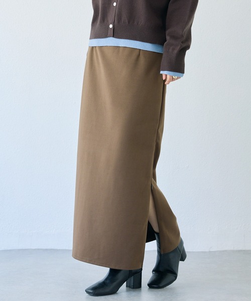 LAVEANGE(ラビアンジェ)の「ウールライクカットナロースカート(スカート・レディース・ブラウン/ブラック・5L/M/4L/3L/LL)」の1枚目の写真