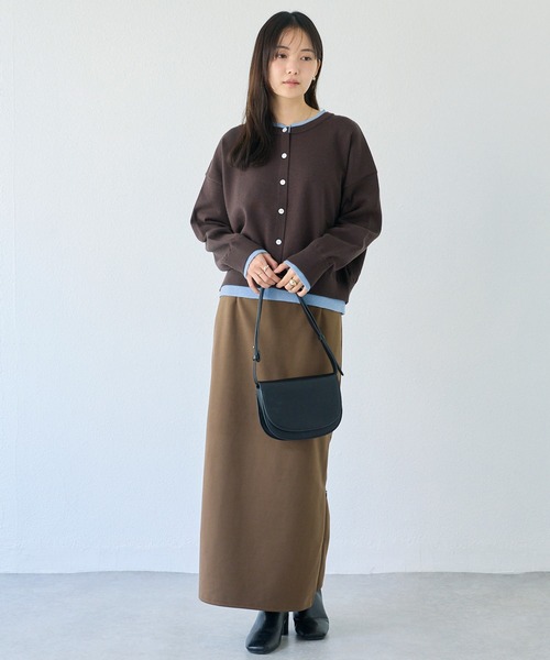 LAVEANGE(ラビアンジェ)の「ウールライクカットナロースカート(スカート・レディース・ブラウン/ブラック・5L/M/4L/3L/LL)」の3枚目の写真