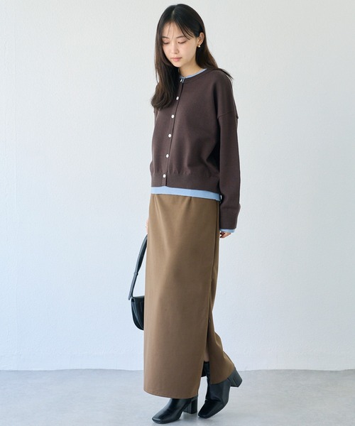 LAVEANGE(ラビアンジェ)の「ウールライクカットナロースカート(スカート・レディース・ブラウン/ブラック・5L/M/4L/3L/LL)」の4枚目の写真