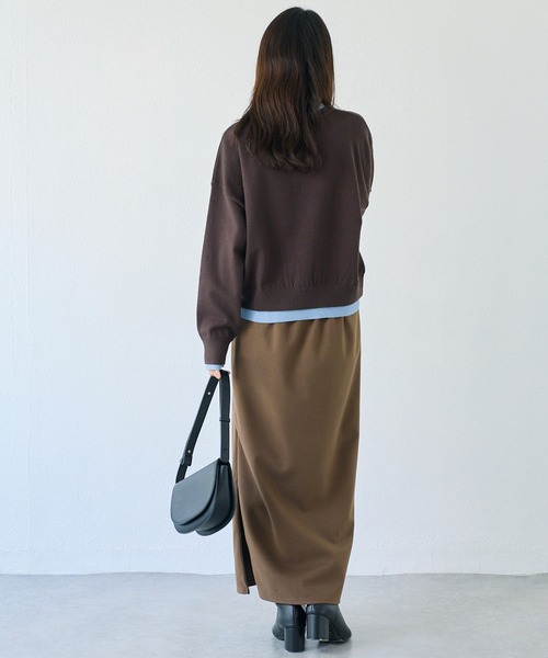 LAVEANGE(ラビアンジェ)の「ウールライクカットナロースカート(スカート・レディース・ブラウン/ブラック・5L/M/4L/3L/LL)」の5枚目の写真