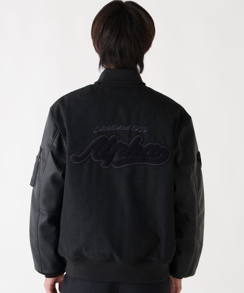Alpha Industries（アルファインダストリーズ）の「Alpha Industries/アルファインダストリーズ/ALPHA LETTERMAN JACKET/レターマン ジャケット（ブルゾン・メンズ・ブラック・2XL/L/M/XL）」の4枚目の写真