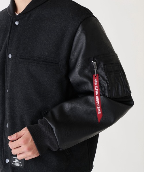 Alpha Industries（アルファインダストリーズ）の「Alpha Industries/アルファインダストリーズ/ALPHA LETTERMAN JACKET/レターマン ジャケット（ブルゾン・メンズ・ブラック・2XL/L/M/XL）」の9枚目の写真
