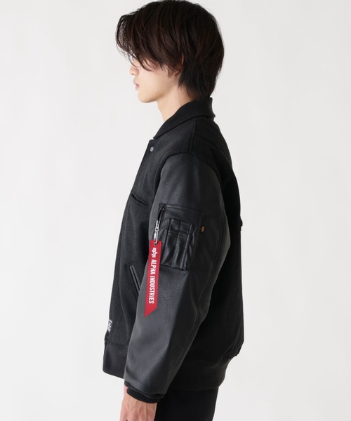 Alpha Industries（アルファインダストリーズ）の「Alpha Industries/アルファインダストリーズ/ALPHA LETTERMAN JACKET/レターマン ジャケット（ブルゾン・メンズ・ブラック・2XL/L/M/XL）」の3枚目の写真