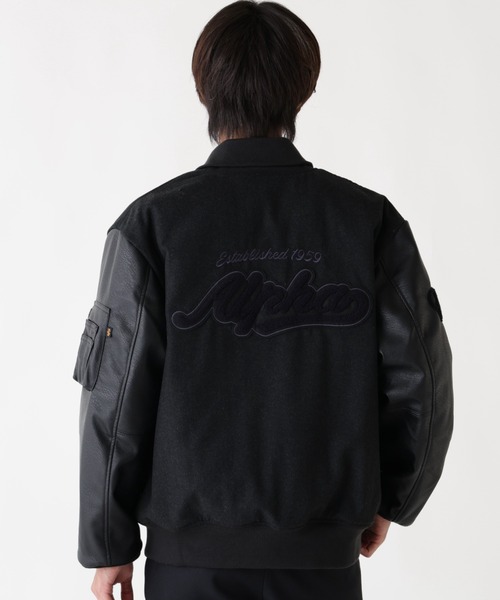 Alpha Industries（アルファインダストリーズ）の「Alpha Industries/アルファインダストリーズ/ALPHA LETTERMAN JACKET/レターマン ジャケット（ブルゾン・メンズ・ブラック・2XL/L/M/XL）」の2枚目の写真