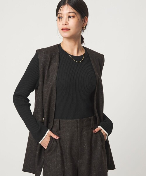 WEB限定】＜at ease＞ソデサキ バイカラー プルオーバー ニット