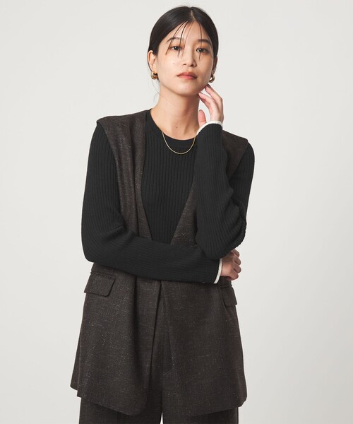 WEB限定】＜at ease＞ソデサキ バイカラー プルオーバー ニット