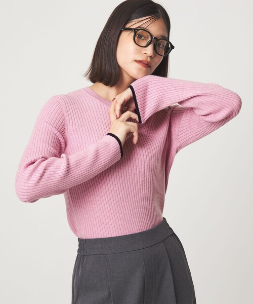 WEB限定】＜at ease＞ソデサキ バイカラー プルオーバー ニット