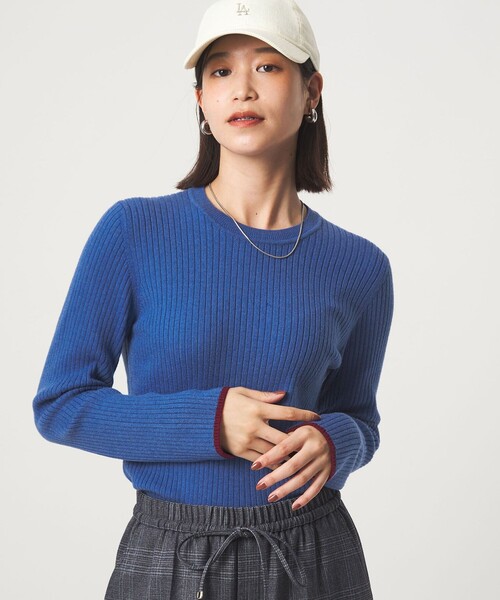 WEB限定】＜at ease＞ソデサキ バイカラー プルオーバー ニット