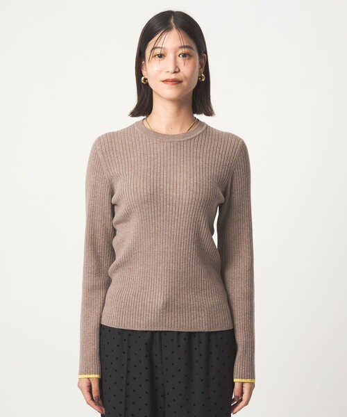 green label relaxing（グリーンレーベルリラクシング）の「【WEB限定】＜at ease＞ソデサキ バイカラー プルオーバー ニット ウォッシャブル（ニット/セーター・レディース・オフホワイト/ダークグレー/ベージュ/イエロー/ロイヤルブルー/ブラック/ライトピンク・FREE）」の13枚目の写真
