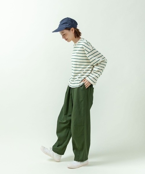 PAR ICI(パーリッシィ)の「マルチボーダー天竺 ガゼットショートプルオーバー(Tシャツ/カットソー・レディース・ホワイト/ブラック/オレンジ・FREE)」の13枚目の写真