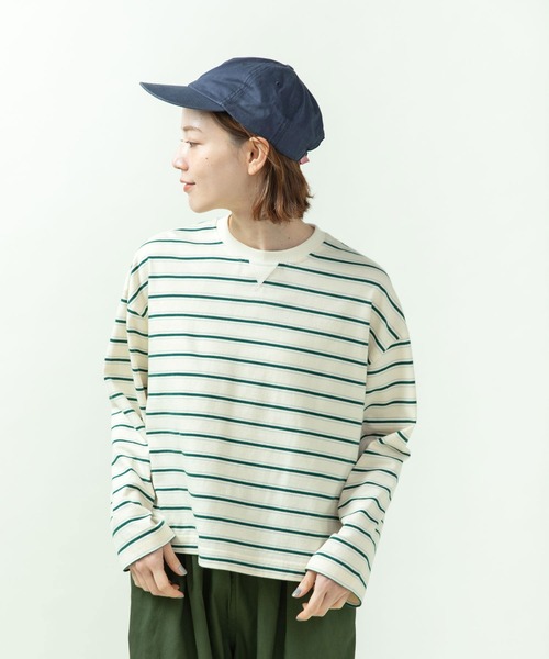 PAR ICI(パーリッシィ)の「マルチボーダー天竺 ガゼットショートプルオーバー(Tシャツ/カットソー・レディース・ホワイト/ブラック/オレンジ・FREE)」の4枚目の写真