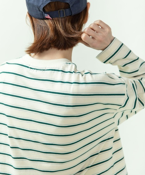 PAR ICI(パーリッシィ)の「マルチボーダー天竺 ガゼットショートプルオーバー(Tシャツ/カットソー・レディース・ホワイト/ブラック/オレンジ・FREE)」の7枚目の写真