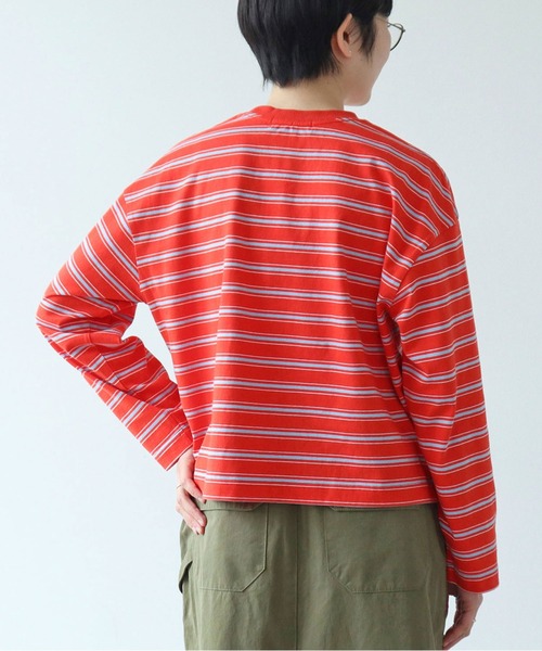 PAR ICI(パーリッシィ)の「マルチボーダー天竺 ガゼットショートプルオーバー(Tシャツ/カットソー・レディース・ホワイト/ブラック/オレンジ・FREE)」の22枚目の写真