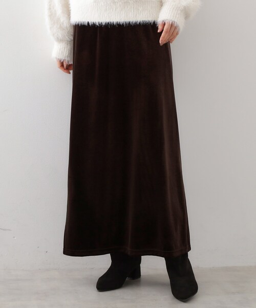 THE SHOP TK (ザ ショップ ティーケー )の「ベロアナロースカート(スカート・レディース・ブラック/ダークブラウン・12/13)」の1枚目の写真