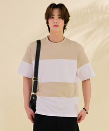 男性カラーブロック半袖Tシャツ-DBRK5817D0X