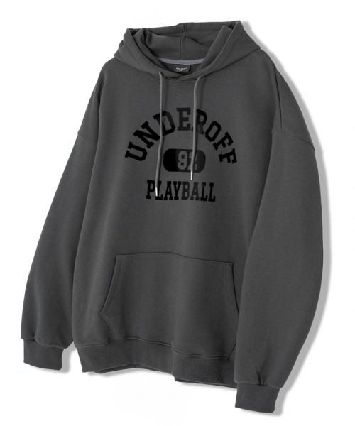 UNDEROFF（アンダーオフ）の「アセンティックリラックスドプレイボールフードパーカーグレー（パーカー・レディース・グレー・SMALL/MEDIUM/LARGE/X-LARGE）」の2枚目の写真