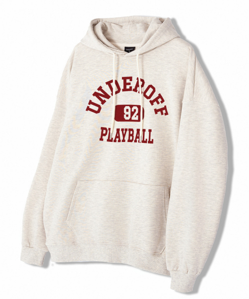 UNDEROFF（アンダーオフ）の「アセンティックリラックスドプレイボールフードパーカーグレー（パーカー・レディース・グレー・SMALL/MEDIUM/LARGE/X-LARGE）」の6枚目の写真