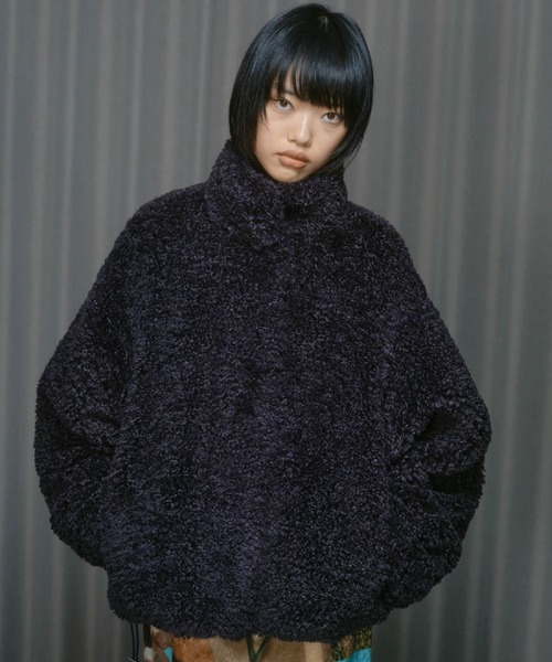 THINGS THAT MATTER(シングス ザット マター)の「IMITATION SHEEP FUR JACKET / イミテーション シープ ファー ジャケット(ブルゾン・レディース・グレイッシュベージュ/ネイビー・FREE)」の13枚目の写真