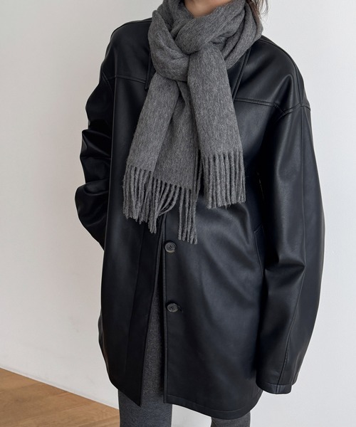 CANAL JEAN(キャナルジーン)の「El mar ウールフリンジマフラー(マフラー・レディース・グレー/ブルー/ピンク/ブラック・ONE SIZE)」の3枚目の写真