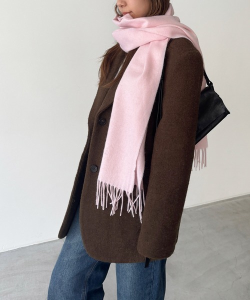 CANAL JEAN(キャナルジーン)の「El mar ウールフリンジマフラー(マフラー・レディース・グレー/ブルー/ピンク/ブラック・ONE SIZE)」の4枚目の写真