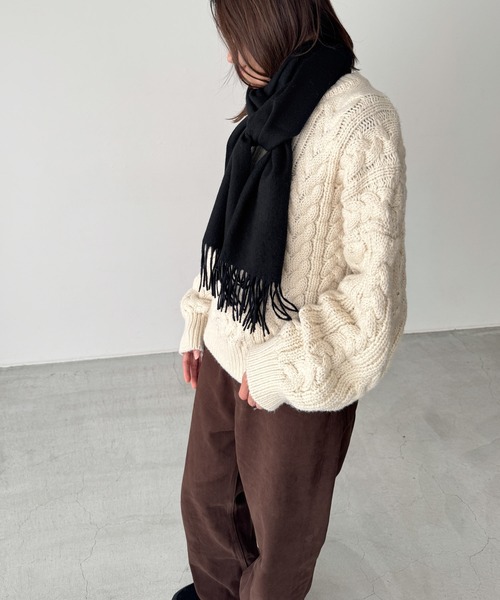 CANAL JEAN(キャナルジーン)の「El mar ウールフリンジマフラー(マフラー・レディース・グレー/ブルー/ピンク/ブラック・ONE SIZE)」の11枚目の写真