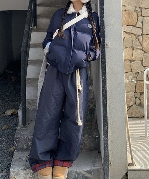 HALEY PESCA(ヘーリーペスカ)の「HALEY PESCA/襟元ボア バイカラー中綿ジャケット(ダウンジャケット/コート・レディース・ネイビー/ブラウン・SMALL/MEDIUM)」の10枚目の写真