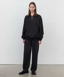 ツーピンタックワイドスウェットパンツ ブラック