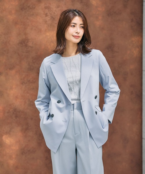 GLOBAL WORK(グローバルワーク)の「ウツクシルエットダブルジャケット/581025(テーラードジャケット・レディース・ブラック/ライトベージュ/モカ/サックスブルー/ネイビー・X-SMALL/SMALL/MEDIUM/LARGE/X-LARGE)」の5枚目の写真