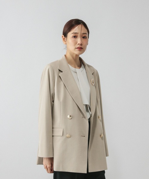 GLOBAL WORK(グローバルワーク)の「ウツクシルエットダブルジャケット/581025(テーラードジャケット・レディース・ブラック/ライトベージュ/モカ/サックスブルー/ネイビー・X-SMALL/SMALL/MEDIUM/LARGE/X-LARGE)」の3枚目の写真