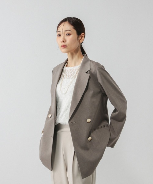 GLOBAL WORK(グローバルワーク)の「ウツクシルエットダブルジャケット/581025(テーラードジャケット・レディース・ブラック/ライトベージュ/モカ/サックスブルー/ネイビー・X-SMALL/SMALL/MEDIUM/LARGE/X-LARGE)」の1枚目の写真