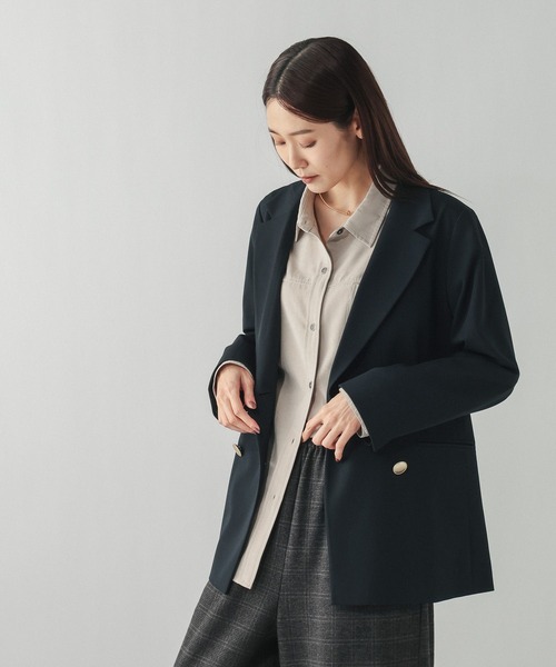 GLOBAL WORK(グローバルワーク)の「ウツクシルエットダブルジャケット/581025(テーラードジャケット・レディース・ブラック/ライトベージュ/モカ/サックスブルー/ネイビー・X-SMALL/SMALL/MEDIUM/LARGE/X-LARGE)」の16枚目の写真