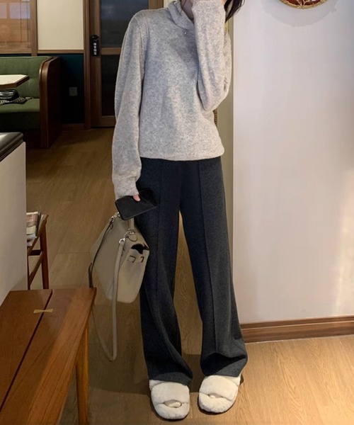 by LEGNA（バイレグナ）の「裏起毛ピンタックヘリンボーンワイドパンツ（その他パンツ・レディース・ブラック/ベージュ・MEDIUM/LARGE/X-LARGE）」の5枚目の写真