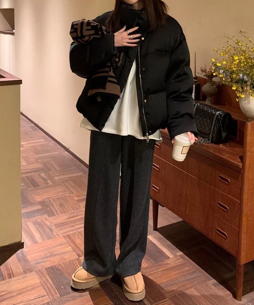 by LEGNA（バイレグナ）の「裏起毛ピンタックヘリンボーンワイドパンツ（その他パンツ・レディース・ブラック/ベージュ・MEDIUM/LARGE/X-LARGE）」の8枚目の写真