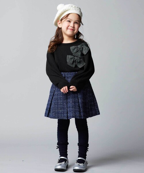 BeBe（ベベ）の「【お揃い】エタンセルラメツイードインナーパンツ付プリーツスカート（スカート・キッズ・ブルー系その他2/レッド系その他・110cm/120cm/140cm/150cm/130cm）」の6枚目の写真