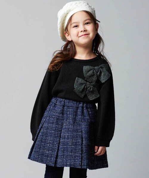 BeBe（ベベ）の「【お揃い】エタンセルラメツイードインナーパンツ付プリーツスカート（スカート・キッズ・ブルー系その他2/レッド系その他・110cm/120cm/140cm/150cm/130cm）」の8枚目の写真