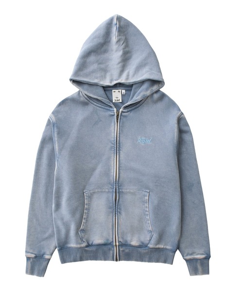 BLEACHED LOGO PATCH ZIP UP SWEAT HOODIE（パーカー）｜X-girl