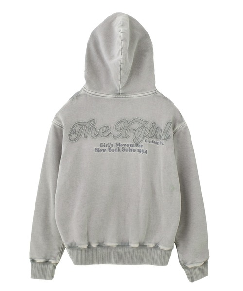 X-girl（エックスガール）の「BLEACHED LOGO PATCH ZIP UP SWEAT