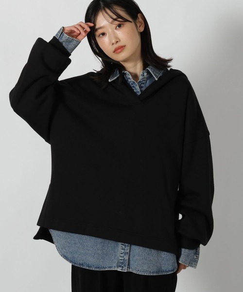 LAKOLE（ラコレ）の「裏起毛ダンボールパーカー / 626328（パーカー・レディース・レッド/ブラウン/ブラック/グレー・FREE）」の2枚目の写真
