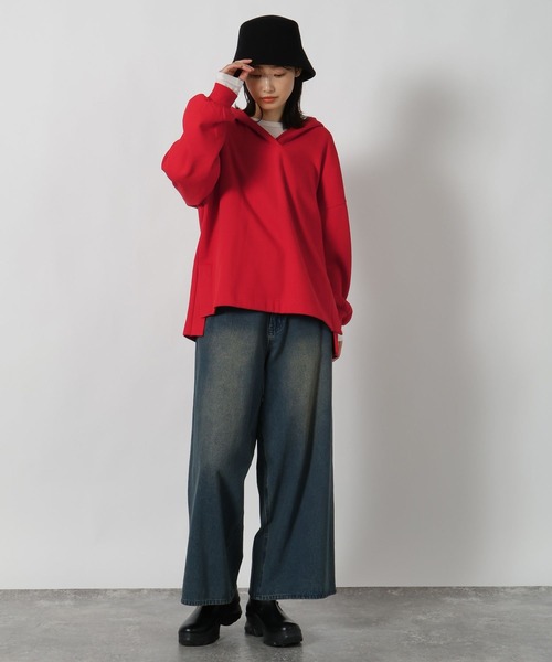 LAKOLE（ラコレ）の「裏起毛ダンボールパーカー / 626328（パーカー・レディース・レッド/ブラウン/ブラック/グレー・FREE）」の7枚目の写真