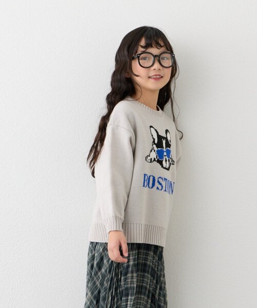 CIAOPANIC TYPY（チャオパニックティピー）の「【KIDS】【ジュニアサイズあり】犬ジャガードニット(OSORO)（ニット/セーター・キッズ・ライトグレー/イエロー/チャコールグレー・110/130/150）」の13枚目の写真