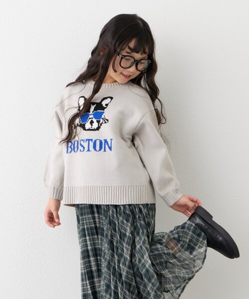 CIAOPANIC TYPY（チャオパニックティピー）の「【KIDS】【ジュニアサイズあり】犬ジャガードニット(OSORO)（ニット/セーター・キッズ・ライトグレー/イエロー/チャコールグレー・110/130/150）」の14枚目の写真