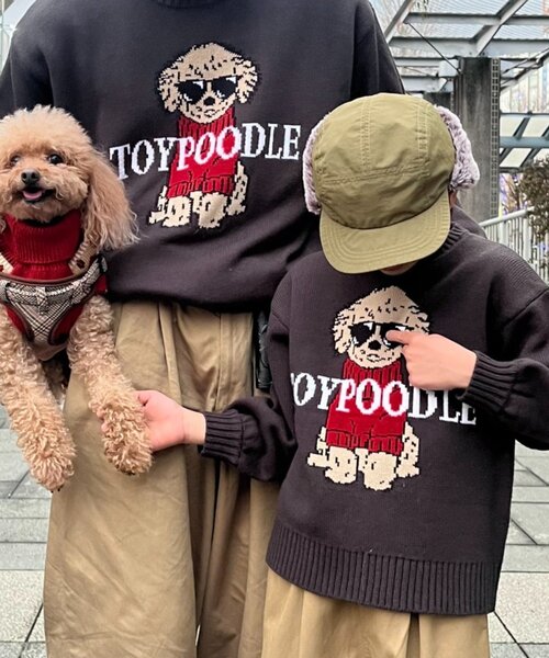 KIDS】【ジュニアサイズあり】犬ジャガードニット(OSORO)（ニット