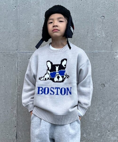 CIAOPANIC TYPY（チャオパニックティピー）の「【KIDS】【ジュニアサイズあり】犬ジャガードニット(OSORO)（ニット/セーター・キッズ・ライトグレー/イエロー/チャコールグレー・110/130/150）」の18枚目の写真