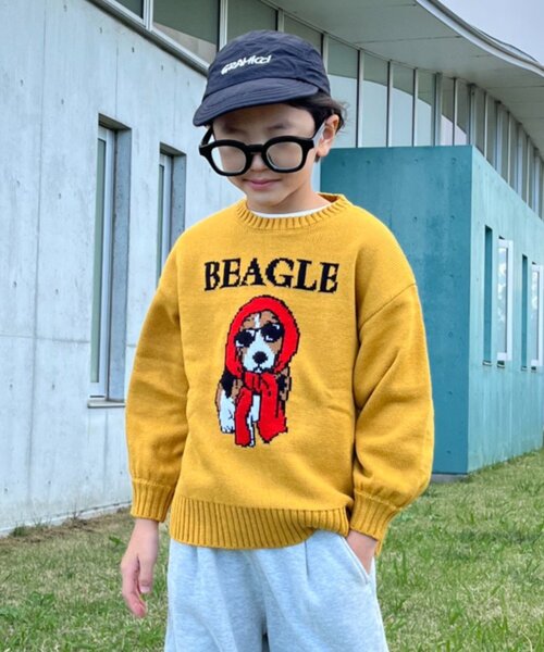 CIAOPANIC TYPY（チャオパニックティピー）の「【KIDS】【ジュニアサイズあり】犬ジャガードニット(OSORO)（ニット/セーター・キッズ・ライトグレー/イエロー/チャコールグレー・110/130/150）」の19枚目の写真