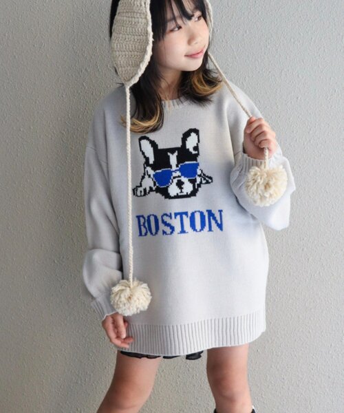 CIAOPANIC TYPY（チャオパニックティピー）の「【KIDS】【ジュニアサイズあり】犬ジャガードニット(OSORO)（ニット/セーター・キッズ・ライトグレー/イエロー/チャコールグレー・110/130/150）」の20枚目の写真