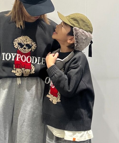 KIDS】【ジュニアサイズあり】犬ジャガードニット(OSORO)（ニット