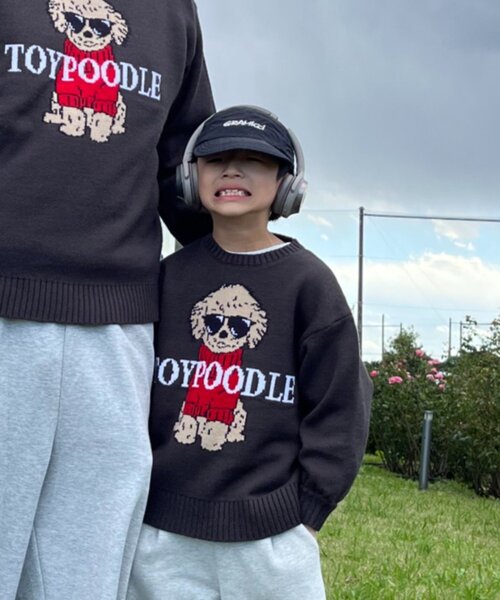 KIDS】【ジュニアサイズあり】犬ジャガードニット(OSORO)（ニット