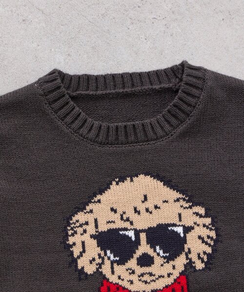 CIAOPANIC TYPY（チャオパニックティピー）の「【KIDS】【ジュニアサイズあり】犬ジャガードニット(OSORO)（ニット/セーター・キッズ・ライトグレー/イエロー/チャコールグレー・110/130/150）」の4枚目の写真