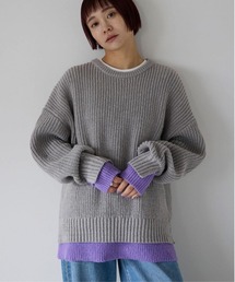 pocket（ポケット）の「配色レイヤード畦ニットプルオーバー（ニット/セーター）」